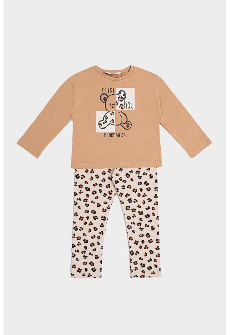 Mayoral Set de bluza si colanti - 2 piese - Negru/Maro deschis