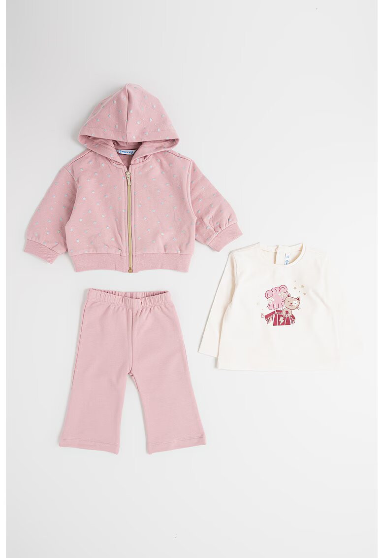 Mayoral Set de bluza si trening - Roz deschis/Alb murdar