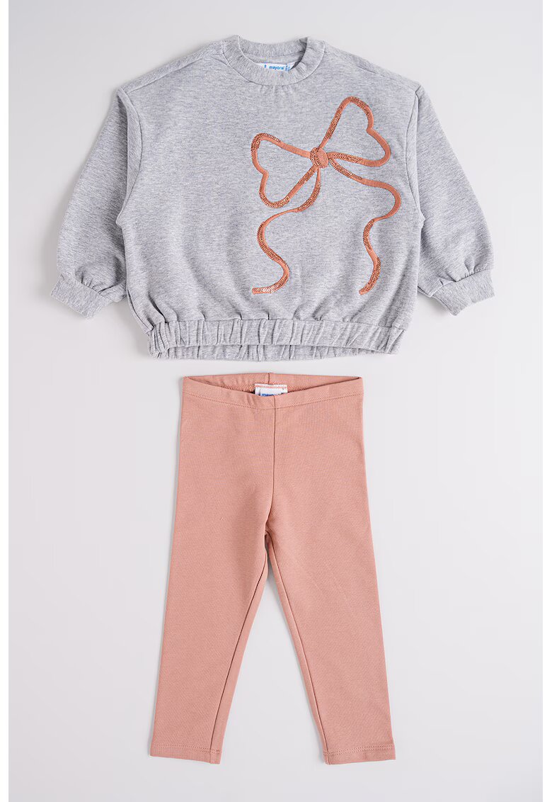 Mayoral Set de bluza sport si colanti - Gri melange/Roz prafuit
