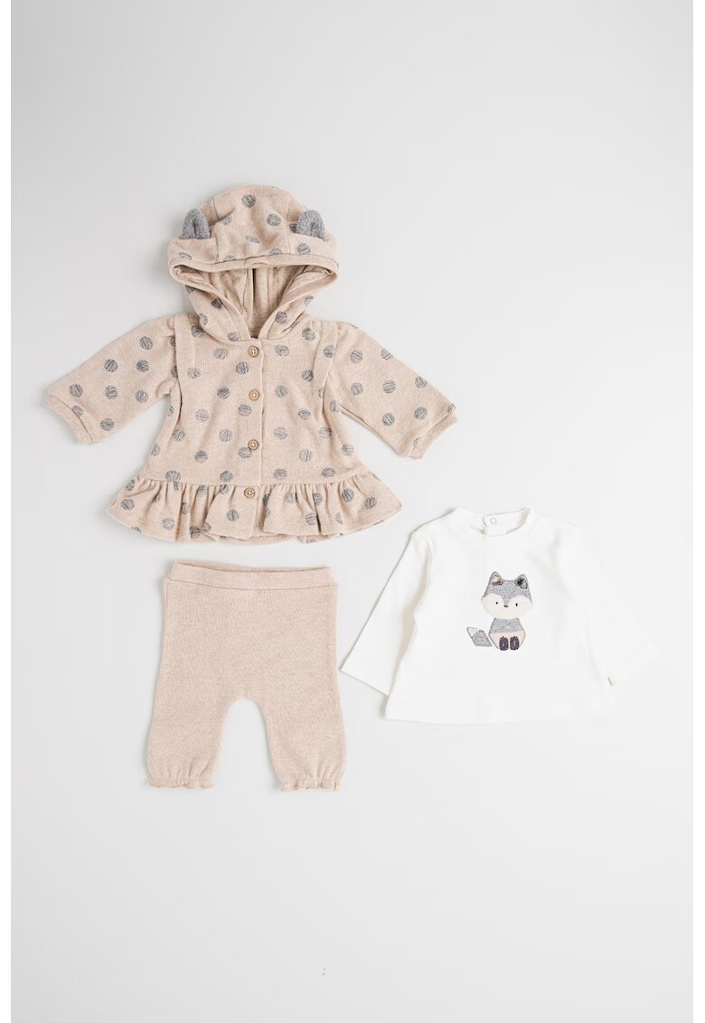 Mayoral Set de jacheta - bluza si pantaloni - 3 piese - Alb murdar/Bej deschis