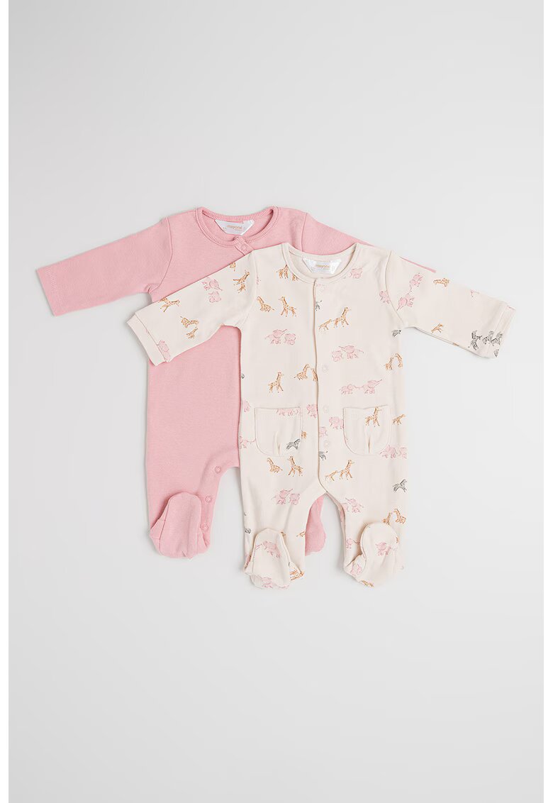 Mayoral Set de pijama cu botosei si imprimeu - 2 piese - Roz pastel/Bej deschis