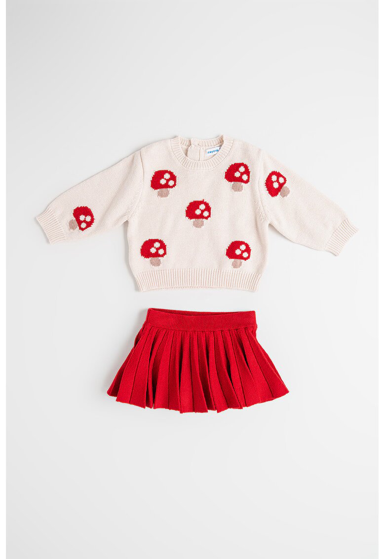 Mayoral Set de pulover si fusta - Rosu/Bej deschis