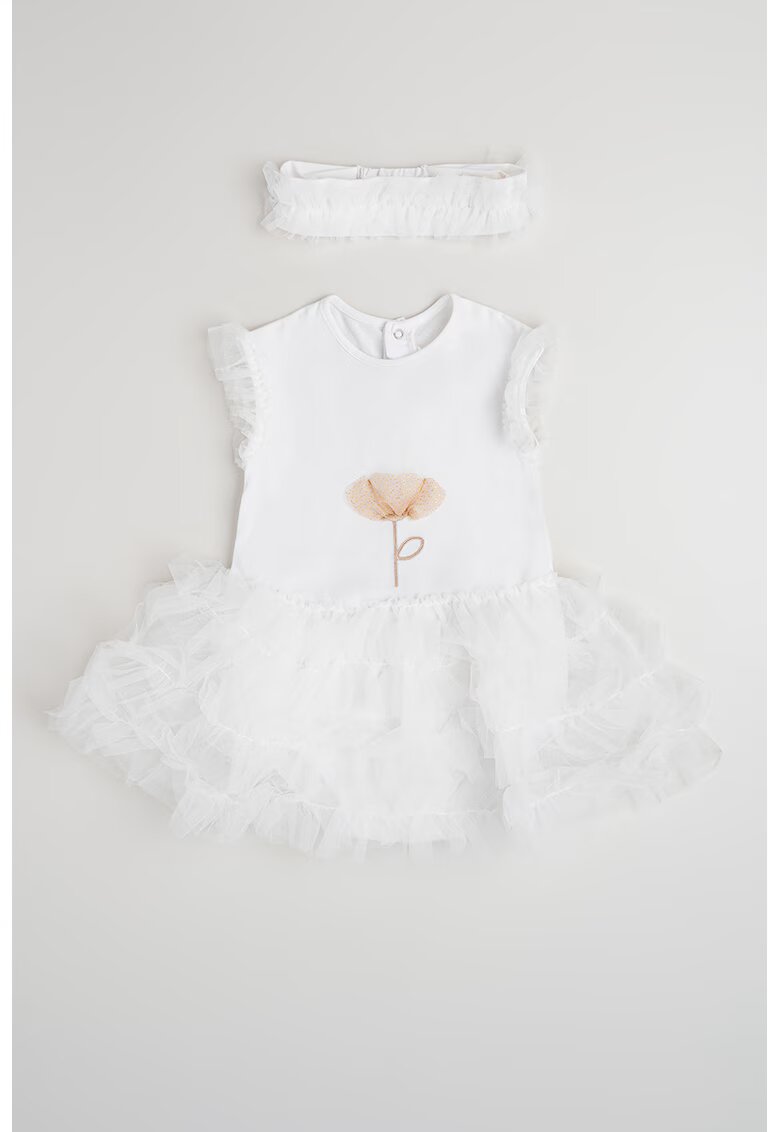 Mayoral Set de rochie cu tul si bentita - Alb