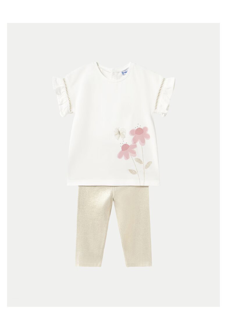 Mayoral Set tricou si colanti fete 1734 - Bumbac/Elastan - 4 ani - Bej