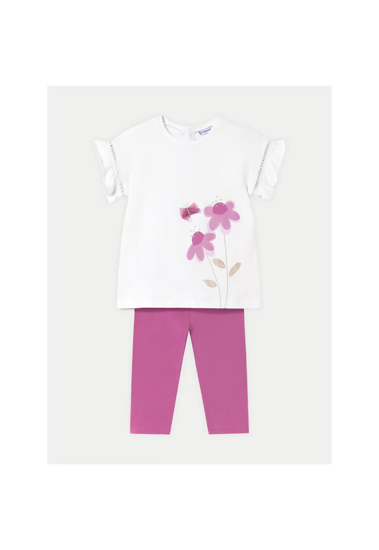 Mayoral Set tricou si colanti fete 1734 - Bumbac/Elastan - Roz - Roz