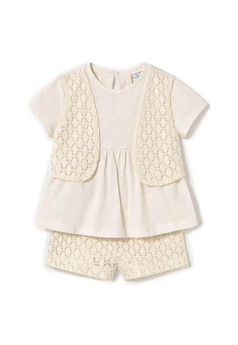 Mayoral Set tricou si pantaloni scurti fete 1239 22 - Bumbac - Bej - Bej