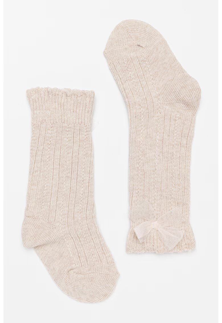 Mayoral Sosete lungi din tricot cu funda decorativa - Bej melange