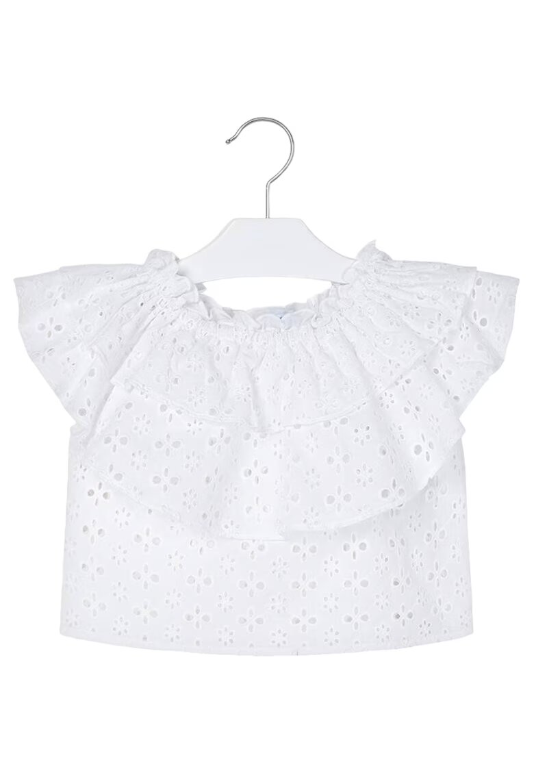 Mayoral Tricou copii - alb - bumbac - broderie - maneca scurta