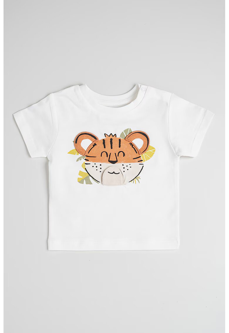 Mayoral Tricou cu animale si decolteu la baza gatului - Portocaliu stins/Alb murdar/Bej deschis