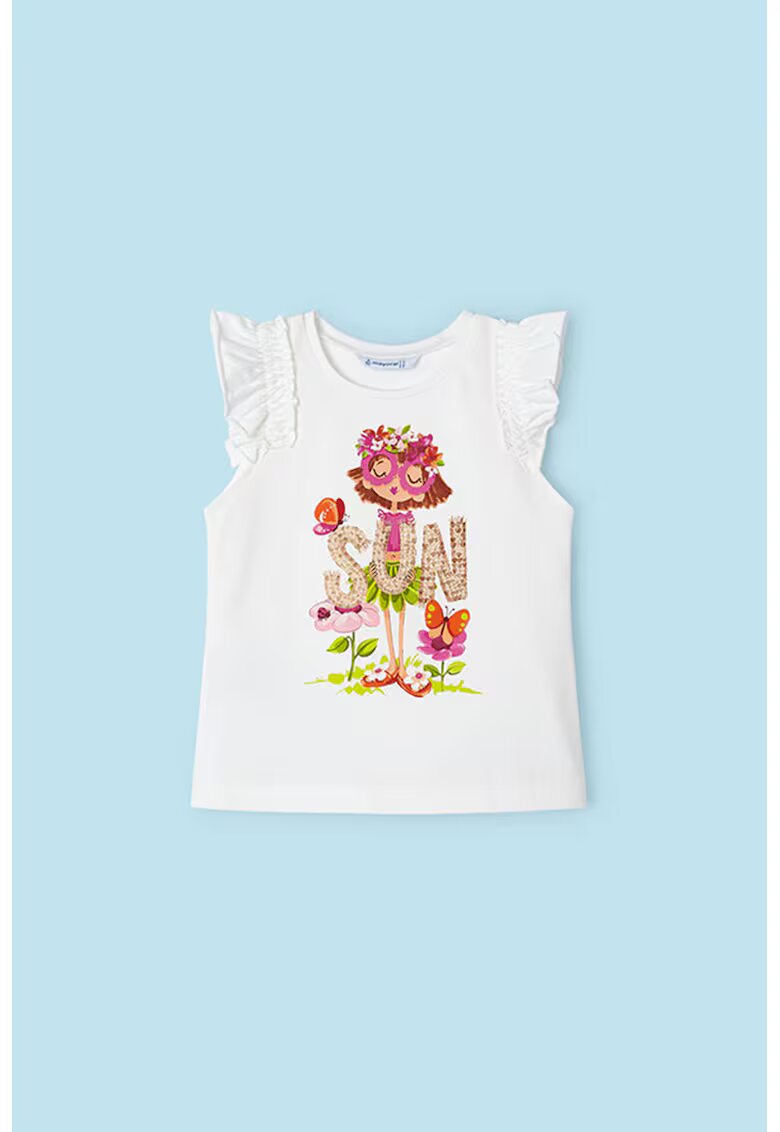 Mayoral Tricou cu imprimeu grafic - Alb