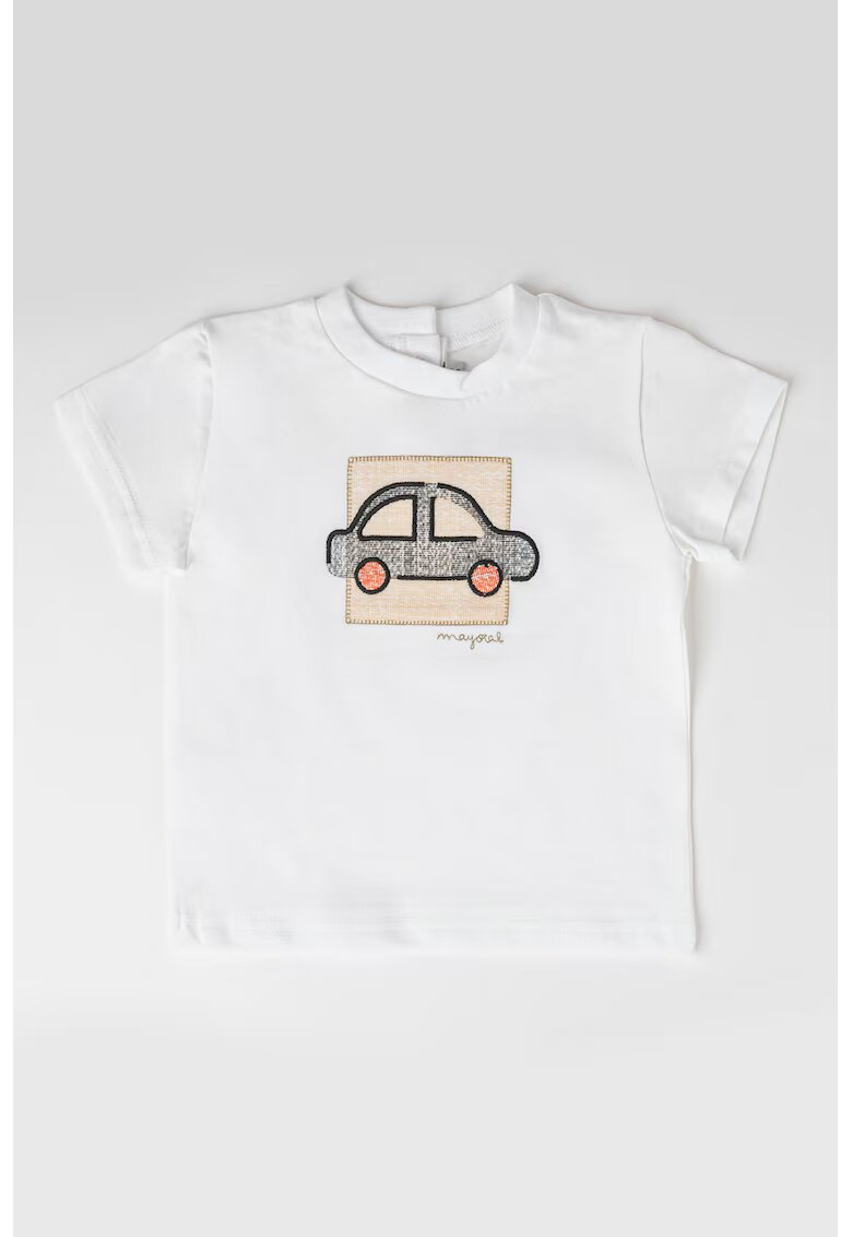 Mayoral Tricou cu imprimeu grafic - Alb/Negru/Bej