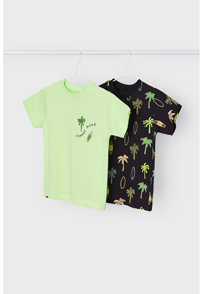Mayoral Tricou cu model si maneci cu volane - Negru/Verde lime