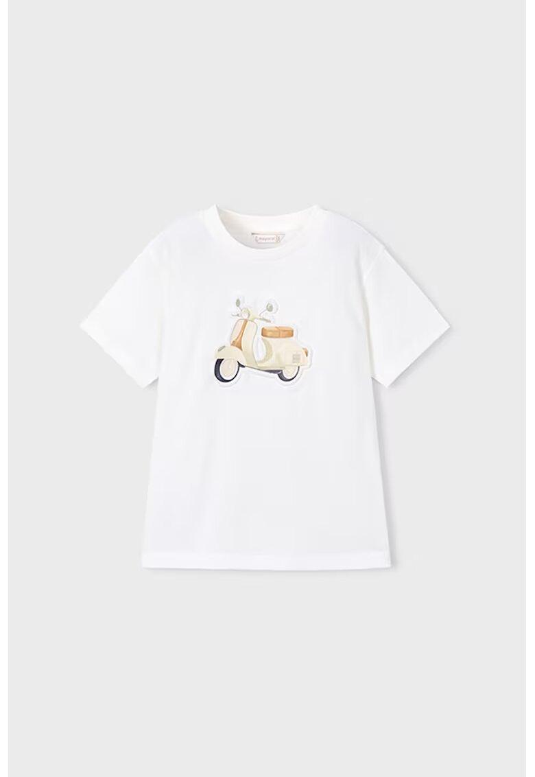 Mayoral Tricou de bumbac cu decolteu la baza gatului - Alb optic