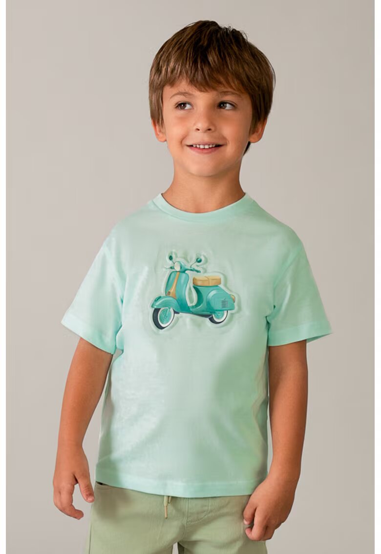 Mayoral Tricou de bumbac cu decolteu la baza gatului - Verde deschis