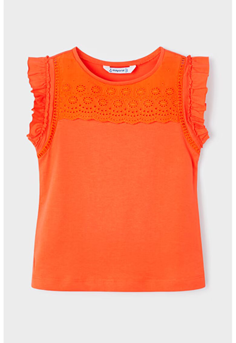 Mayoral Tricou de bumbac cu detalii brodate - Rosu vermillion