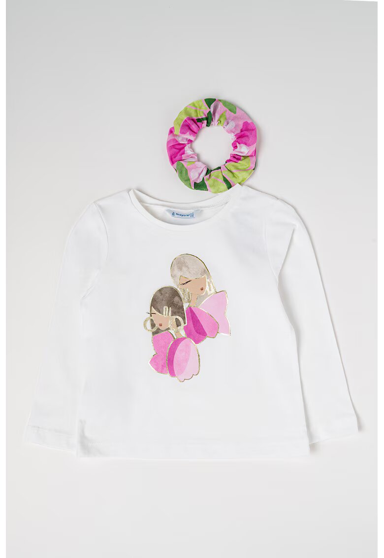 Mayoral Tricou de bumbac cu imprimeu - Roz deschis/Alb optic