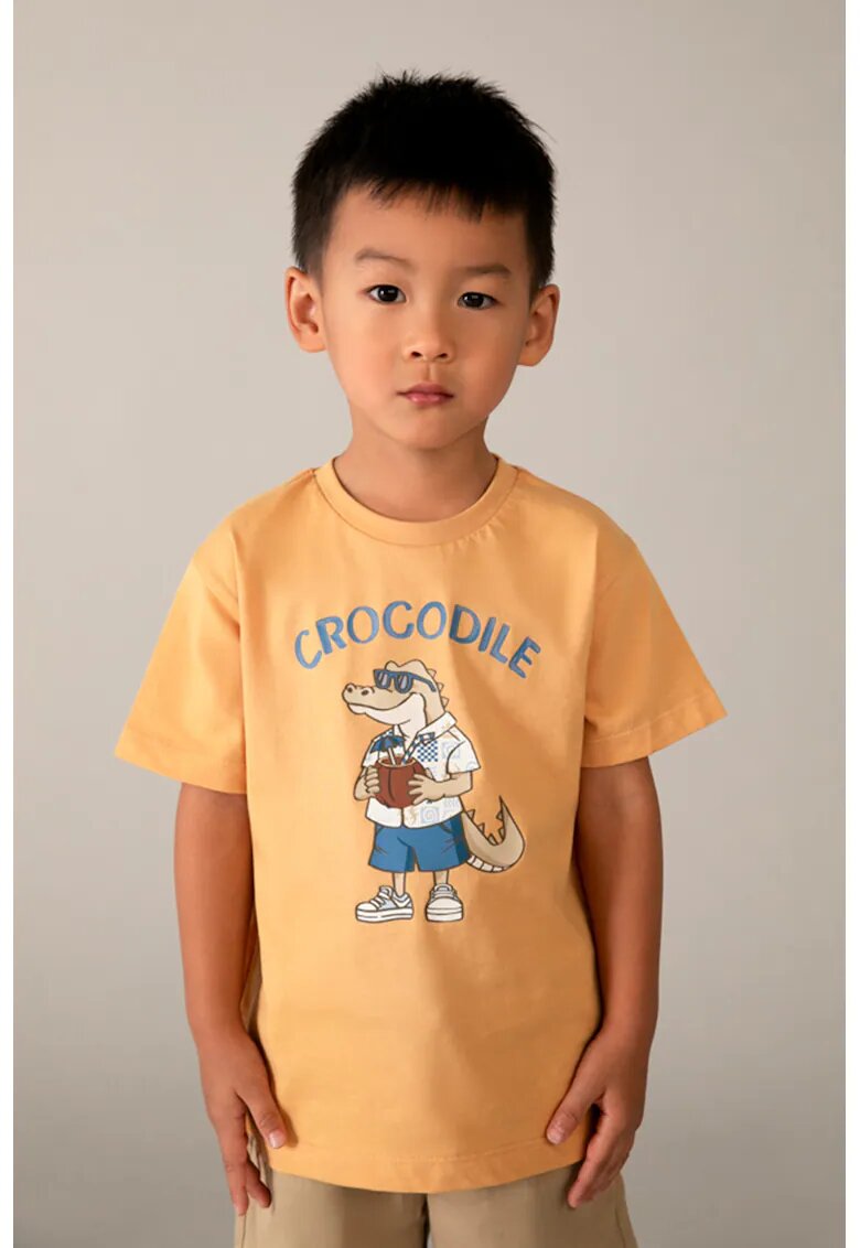 Mayoral Tricou de bumbac cu model grafic - Portocaliu/Albastru