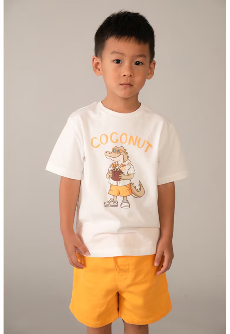 Mayoral Tricou de bumbac cu model grafic - Portocaliu pal/Alb murdar