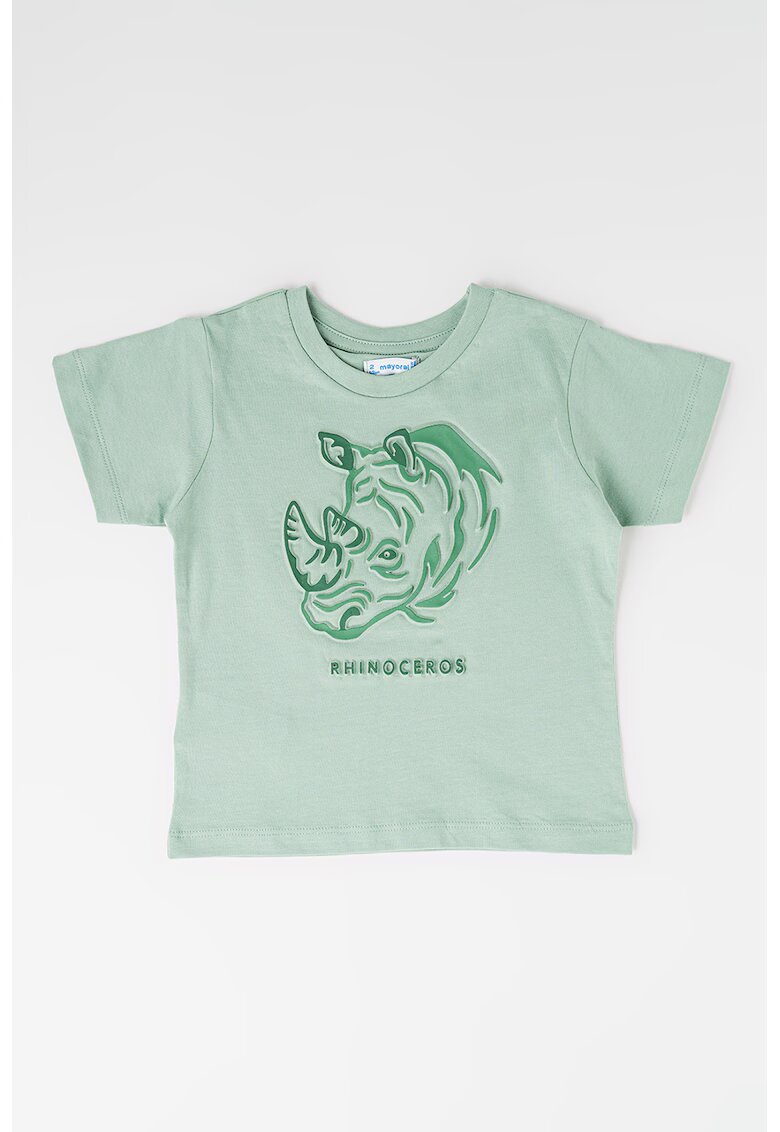 Mayoral Tricou de bumbac cu model in relief - Verde deschis