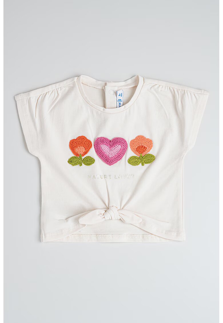 Mayoral Tricou din amestec de bumbac cu detalii texturate - Portocaliu/Roz fandango/Crem