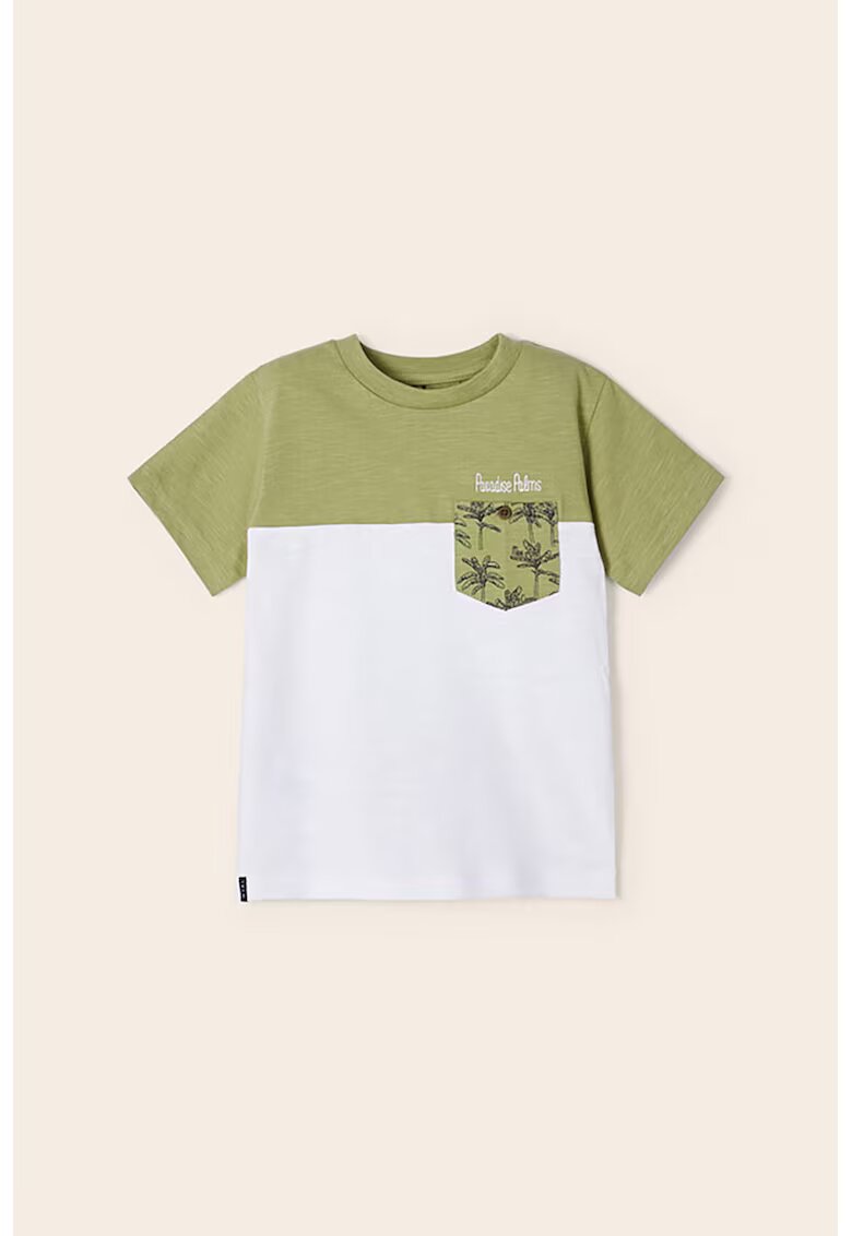 Mayoral Tricou evazat din bumbac cu imprimeu - Alb/Kaki