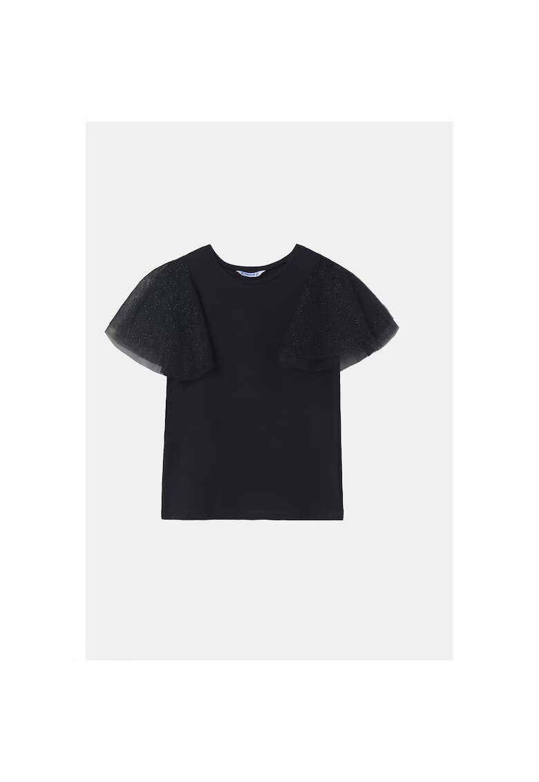 Mayoral Tricou fete 6022 - Bumbac/Poliester - Negru - Negru