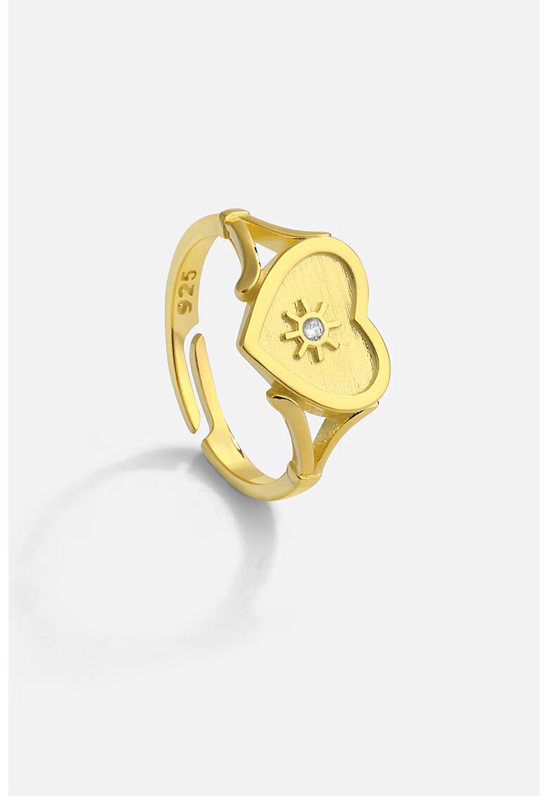 Meks Jewels Inel din argint veritabil in forma de inima - Auriu