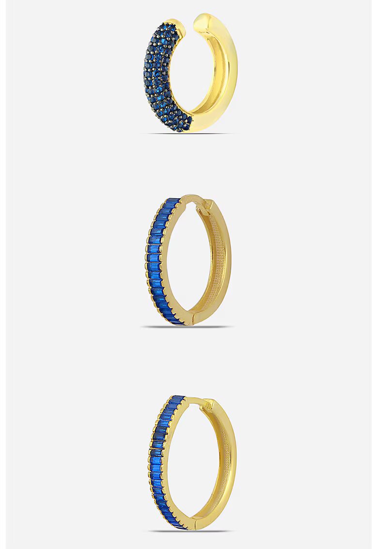 Meks Jewels Set de cercei rotunzi din argint - 3 piese - Auriu
