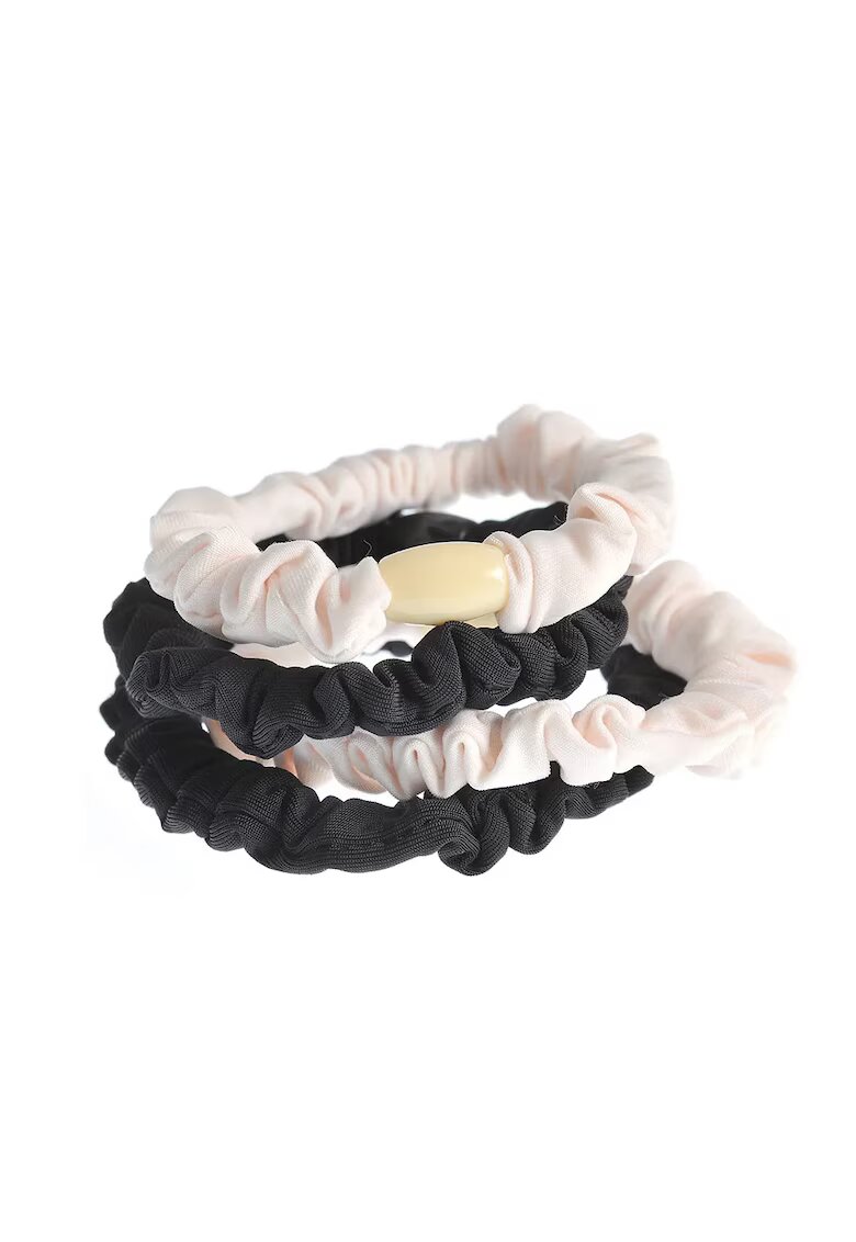 Meli Melo Set 4 elastice de păr alb-negru - poliester - 70% poliester - 20% acrilic - 10% elastan
