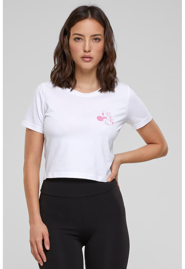 Merchcode Tricou crop cu Minnie Mouse - Alb