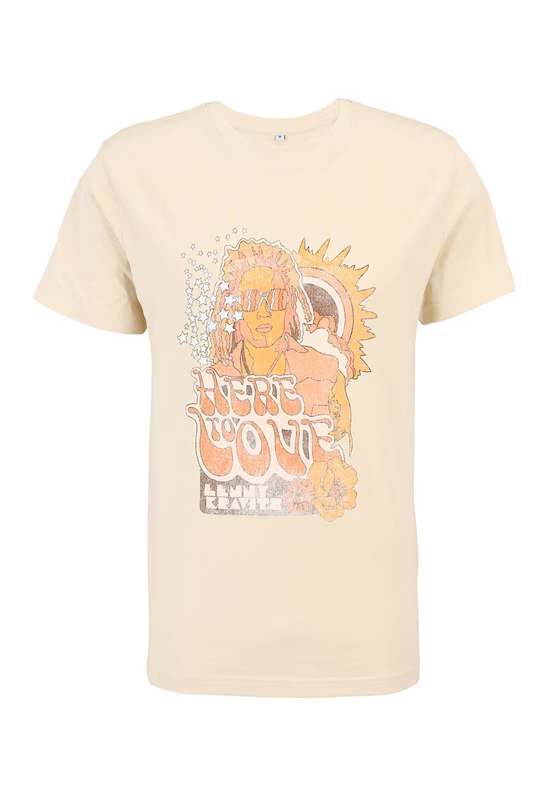 Merchcode Tricou din bumbac cu imprimeu cu Lenny Kravitz - Bej