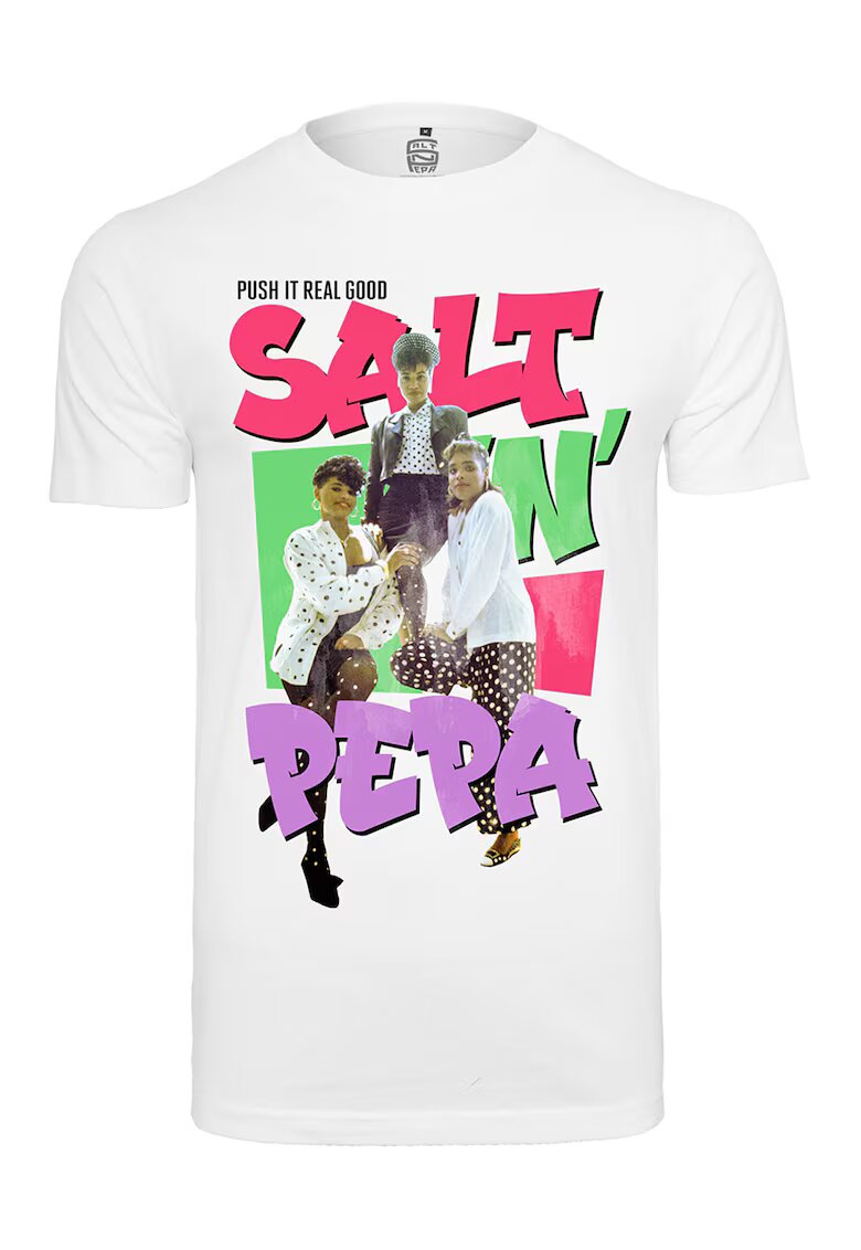 Merchcode Tricou din bumbac cu imprimeu cu Salt-N-Pepa - Rosu/Alb/Roz