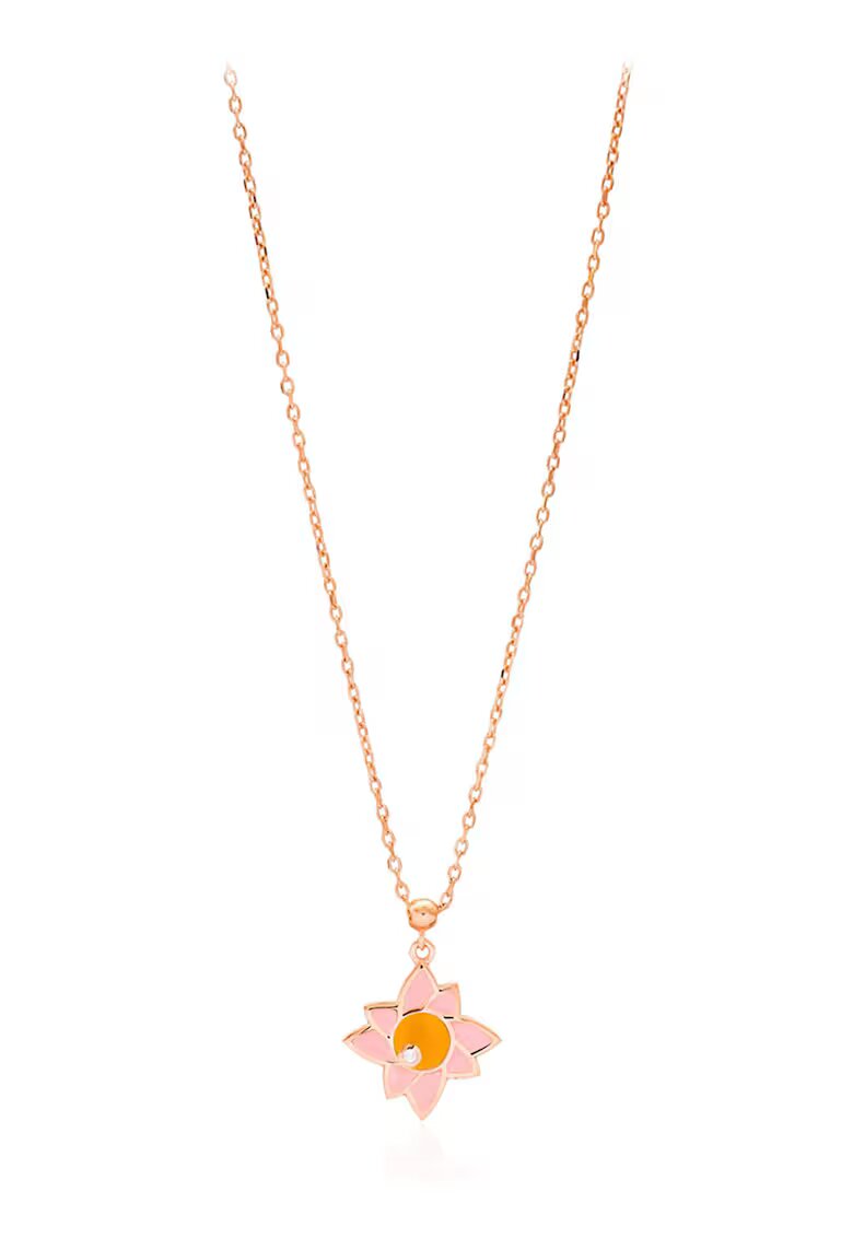 Mia Milano Colier din argint cu pandantiv floare - Auriu rose/Roz