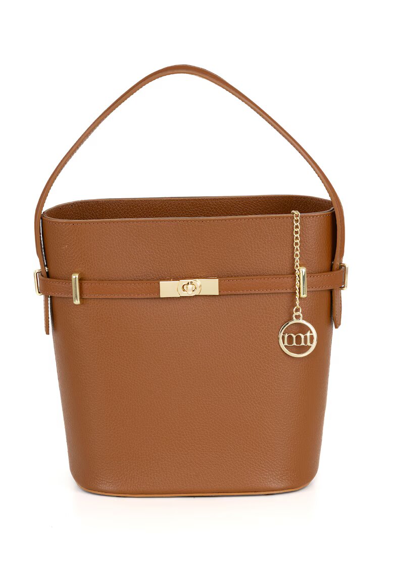Mia Tomazzi Geanta bucket de piele - Maro scortisoara