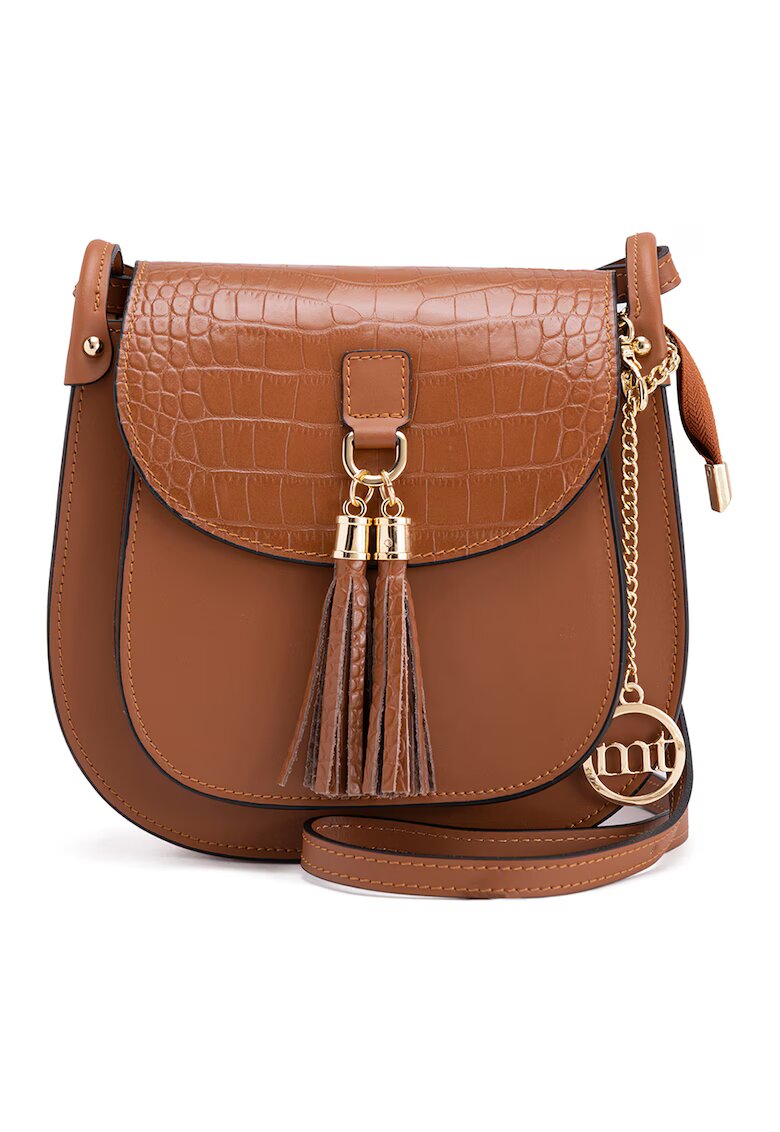 Mia Tomazzi Geanta crossbody de piele Abbadesse - Maro scortisoara