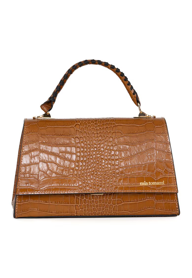 Mia Tomazzi Geanta de piele cu maner si clapa - Caramel