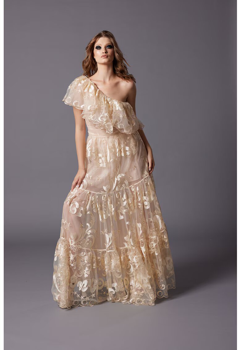 MIAU by Clara Rotescu Rochie evazata cu slit lateral Alfabeta - Bej