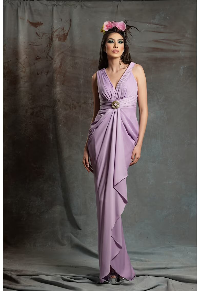 MIAU by Clara Rotescu Rochie maxi cu drapaje Aragona - Violet