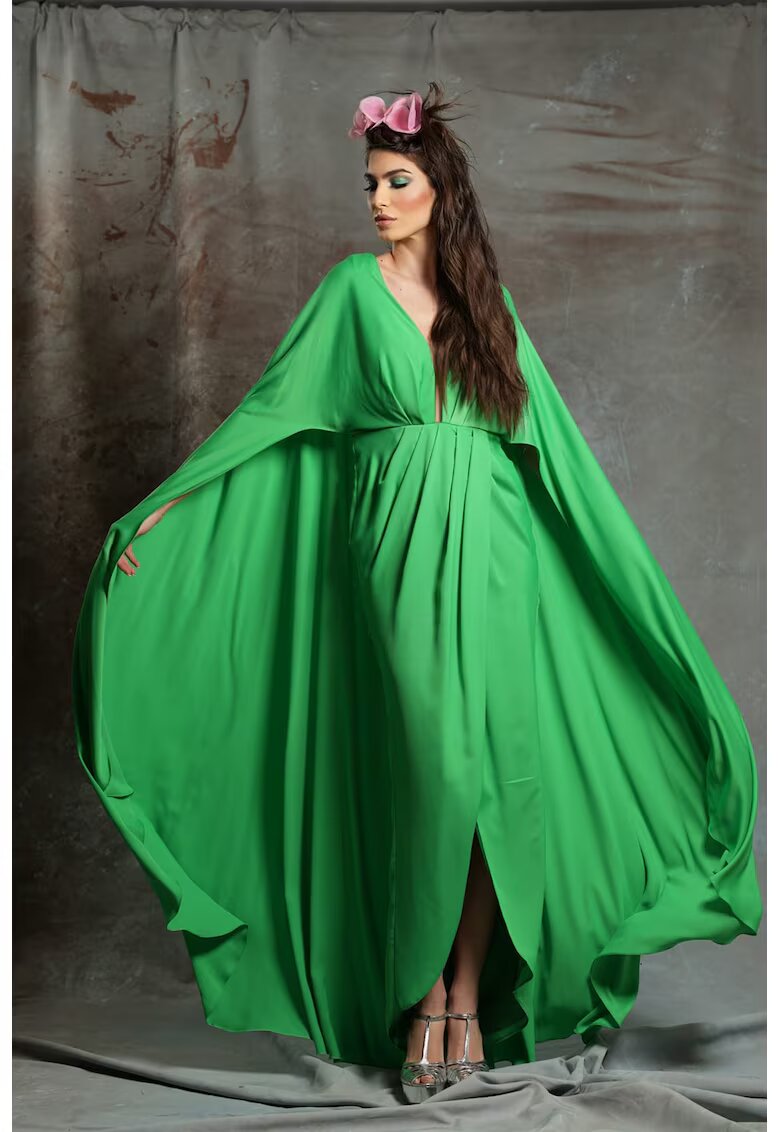 MIAU by Clara Rotescu Rochie petrecuta cu maneci butterfly Fruitera - Verde
