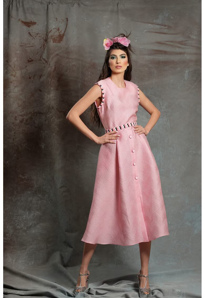 MIAU by Clara Rotescu Rochie texturata evazata Rivi - Roz