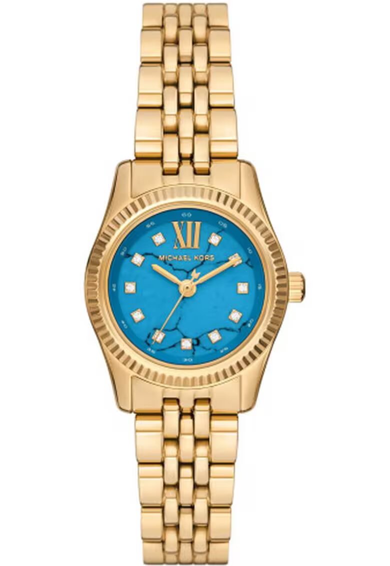 Michael Kors Ceas de dama Harlowe - mecanism quartz japonez - carcasa aurie PVD - cadran albastru marmorat - 30x45cm