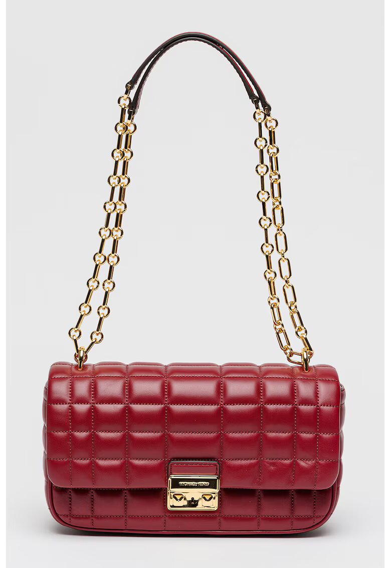 Michael Kors Geanta din piele cu bareta de umar din lant Tribeca - Violet tyrian
