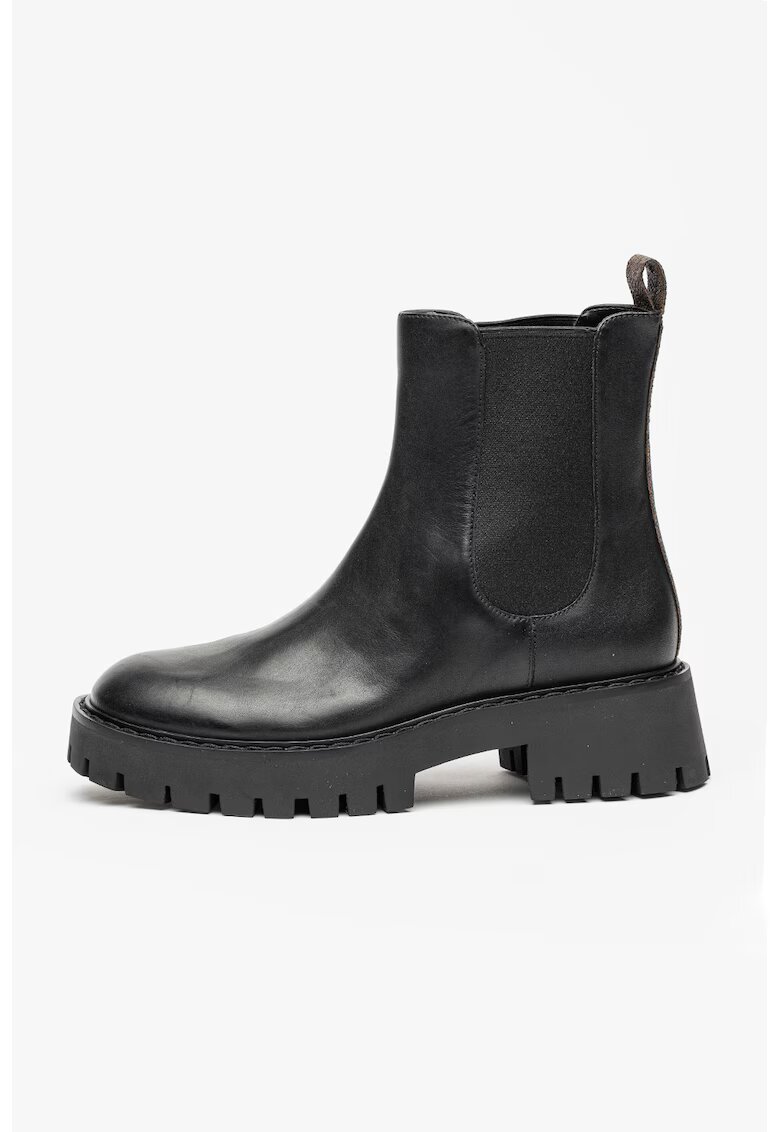 Michael Kors Ghete Chelsea din piele - Maro inchis/Negru
