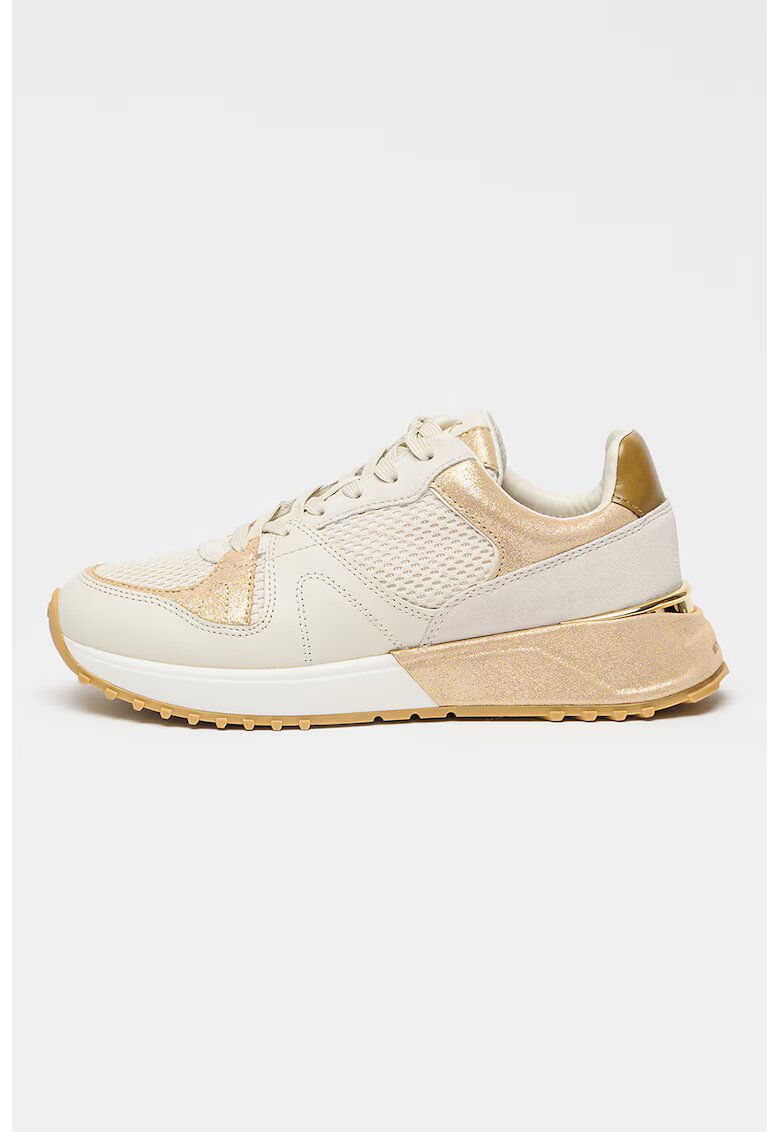 Michael Kors Pantofi sport cu accente stralucitoare Jaime - Alb murdar/Roz prafuit
