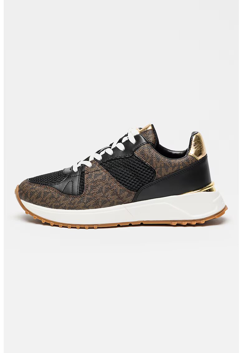 Michael Kors Pantofi sport din piele cu garnituri din piele ecologica Jaime - Maro inchis/Negru