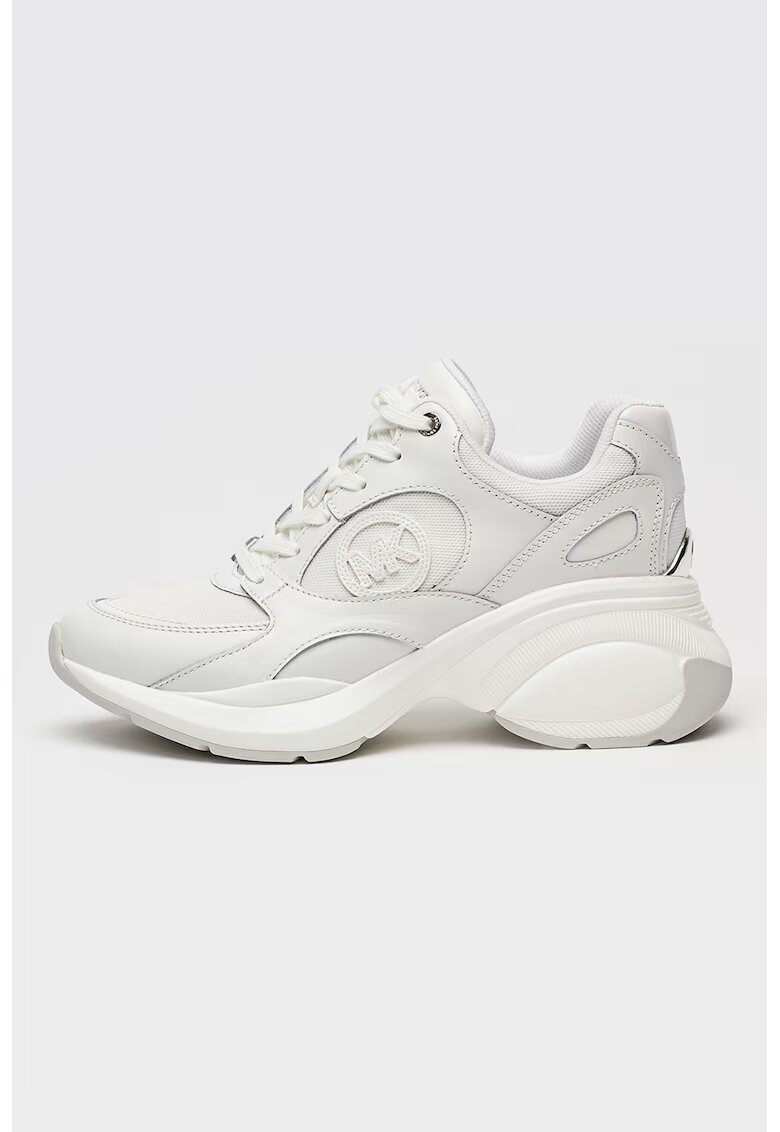 Michael Kors Pantofi sport din piele si material textil cu aplicatie logo Zuma - Alb optic