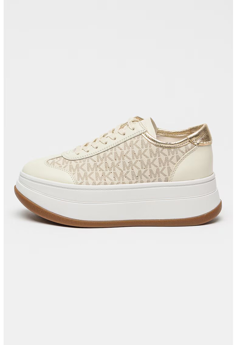 Michael Kors Pantofi sport flatform din piele ecologica cu model logo Hayes - Gri deschis/Alb murdar