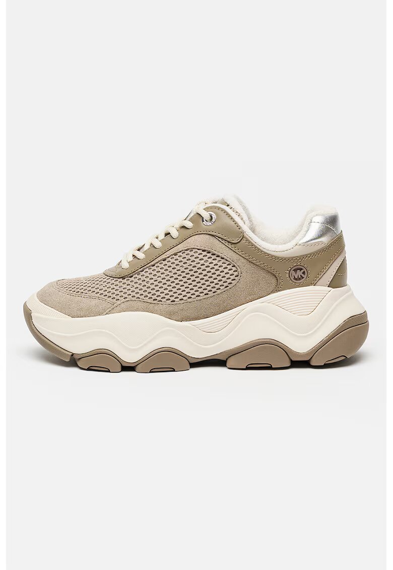 Michael Kors Pantofi sport wedge din piele intoarsa cu garnituri din material textil Atlas - Maro taupe