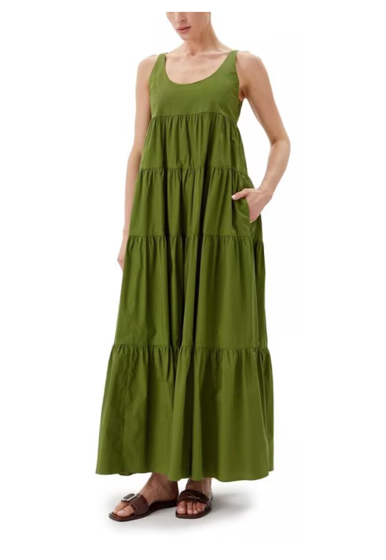 Michael Kors Rochie cu volane dama bumbac organic/elastan - verde