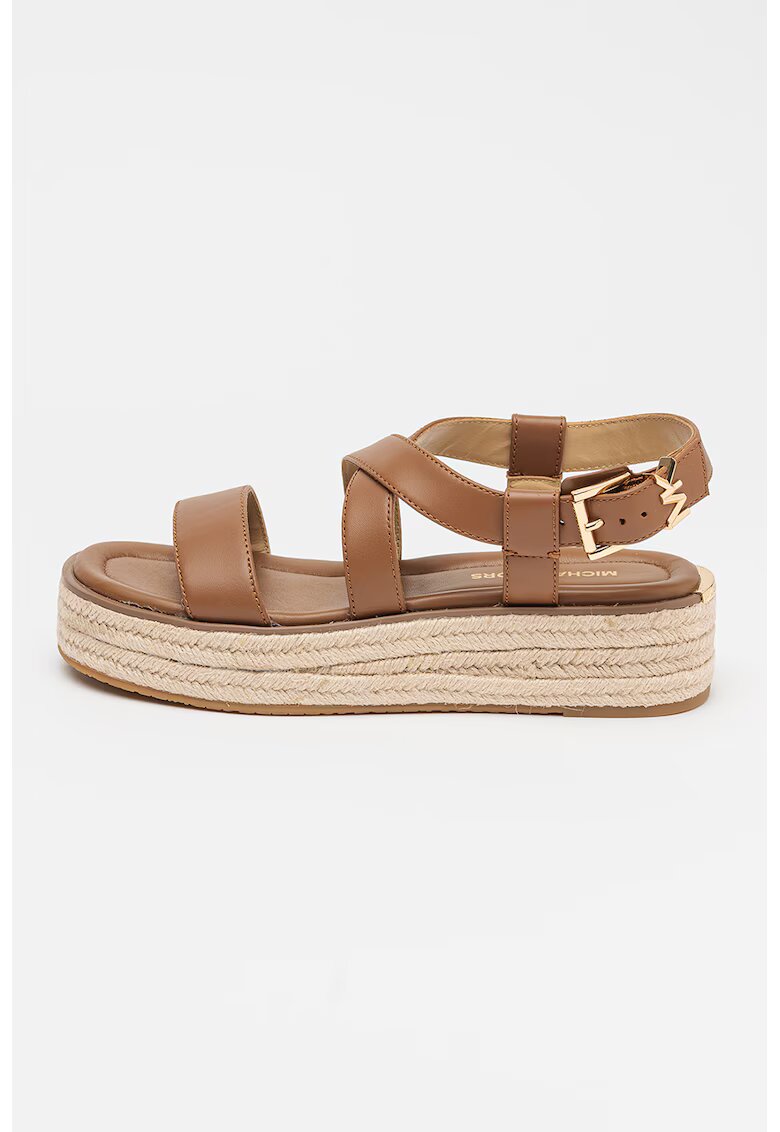 Michael Kors Sandale-espadrile din piele cu talpa flatform Lynn - Maro scortisoara